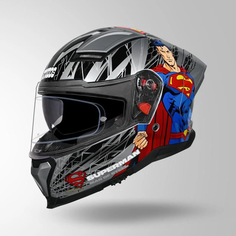 Studds Studds Helios Superman Edition Silver N1 ISO Helmet (SHSESN1)