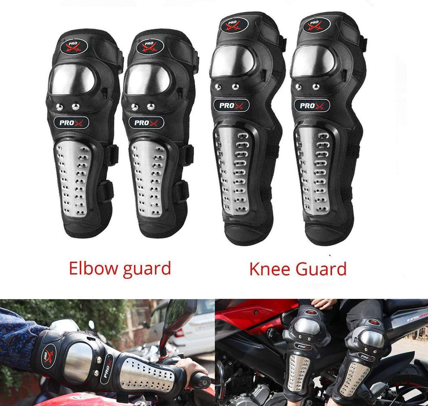 Probiker Pro-X Knee Guard, Elbow Protector for Bikers (Black)