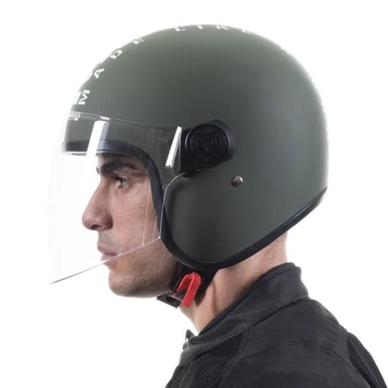 Royal Enfield MLG COPTER Matt Battle Green Open Face Long Visor Helmet