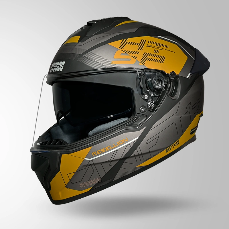 Studds Drifter D6 Matt Black Yellow Full Face Helmet (SDMBYD6)