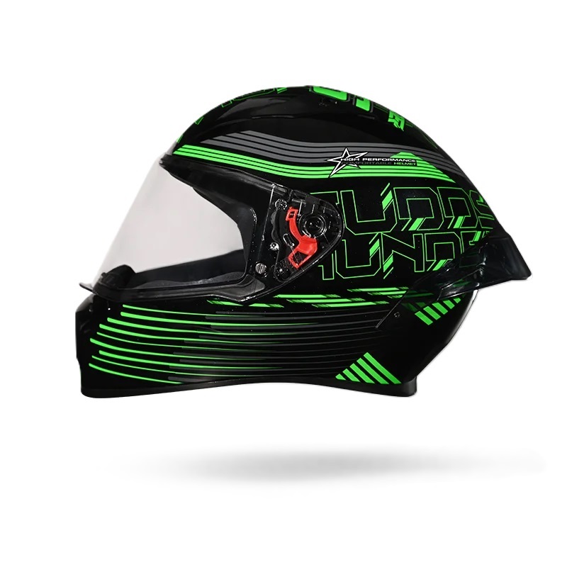 Studds Thunder D11 BLACK N3 Black Green Full Face Helmet