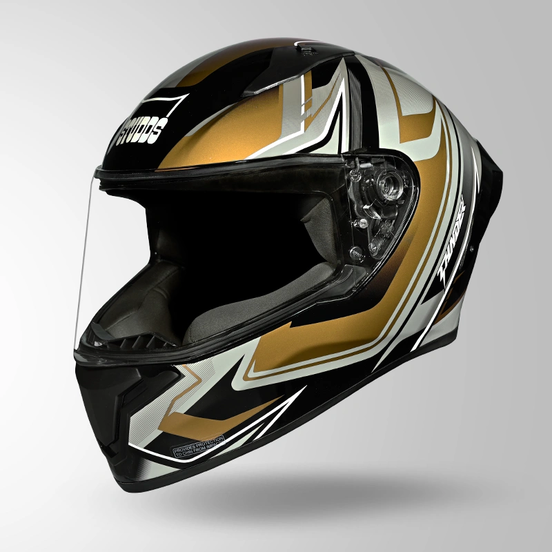 Studds Thunder D9 Flash Matt Black Golden Full Face Helmet (STD9FMBG)