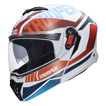 Studds Trooper White D1 N2 Flip-Up Helmet (STWD1N2)